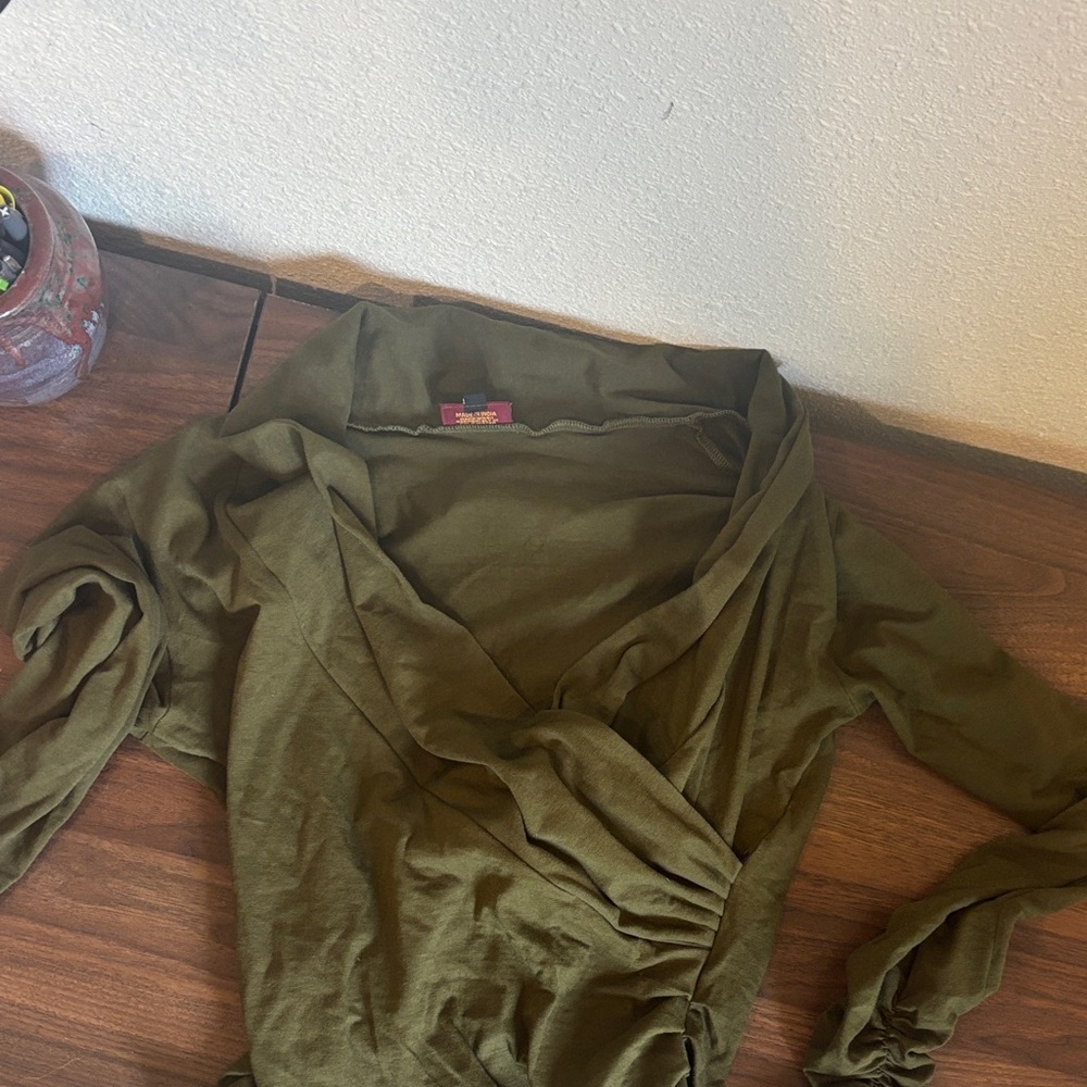 Olive Green Wrap Top